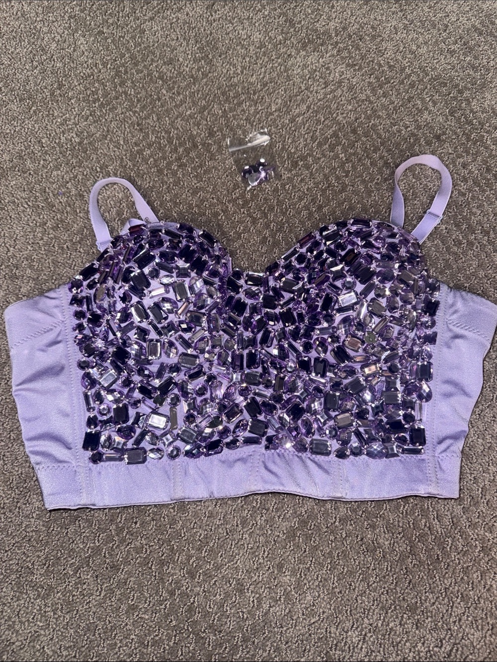 Lavender Jeweled Bustier Crop Top Size Large